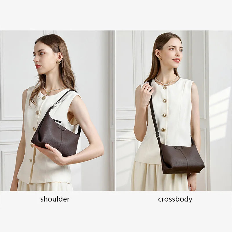 Sac Bandoulière Femme Cuir Véritable Grande Capacité Minimaliste – CLEVI Paris