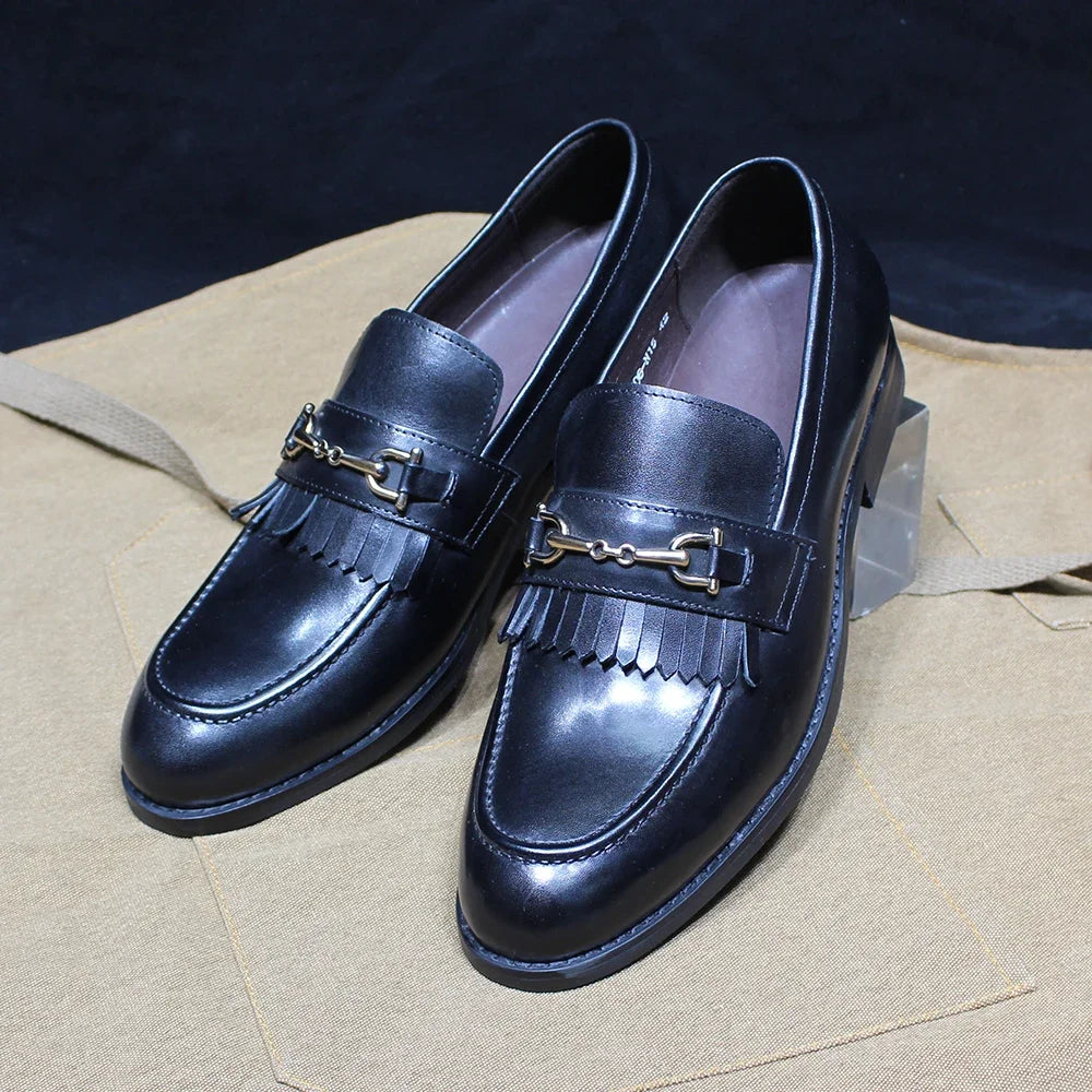 Mocassins homme à pompon en cuir véritable – CLEVI Paris