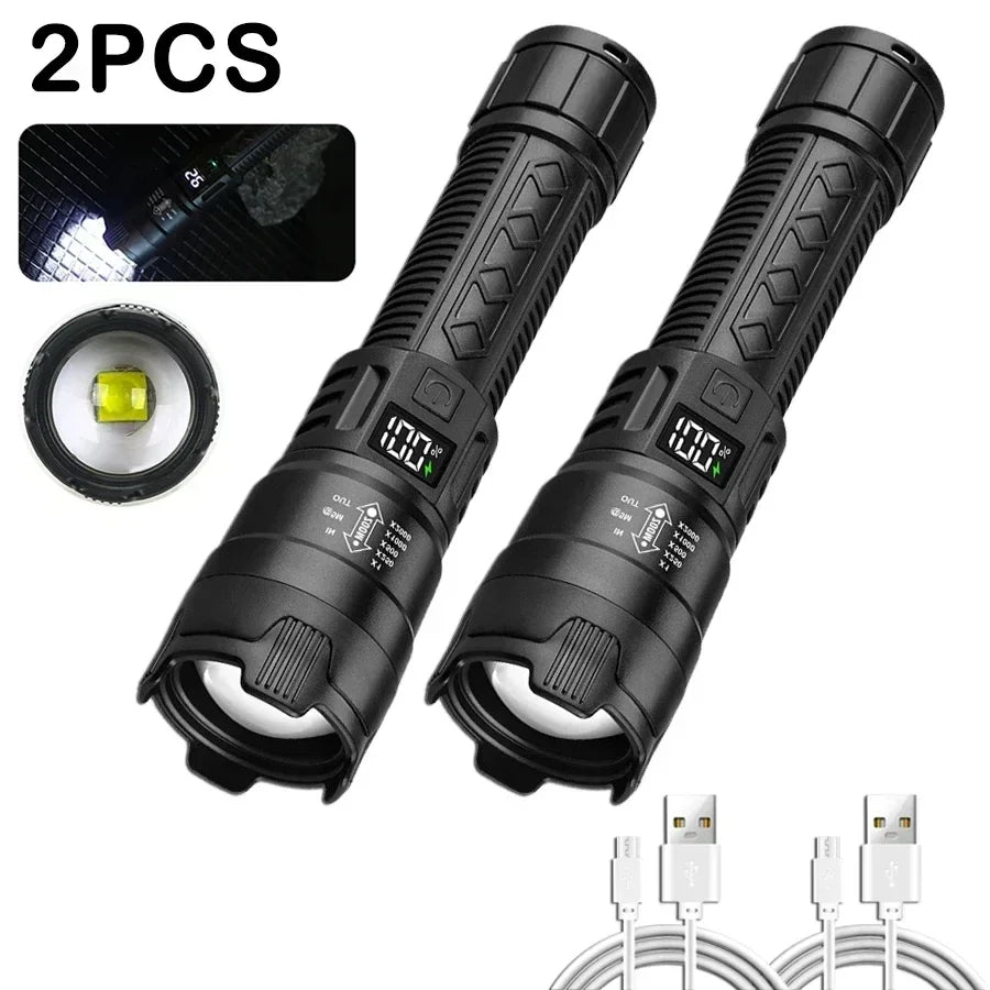 Lampe Torche LED Tactique Rechargeable USB Zoom 1500m – CLEVI Paris