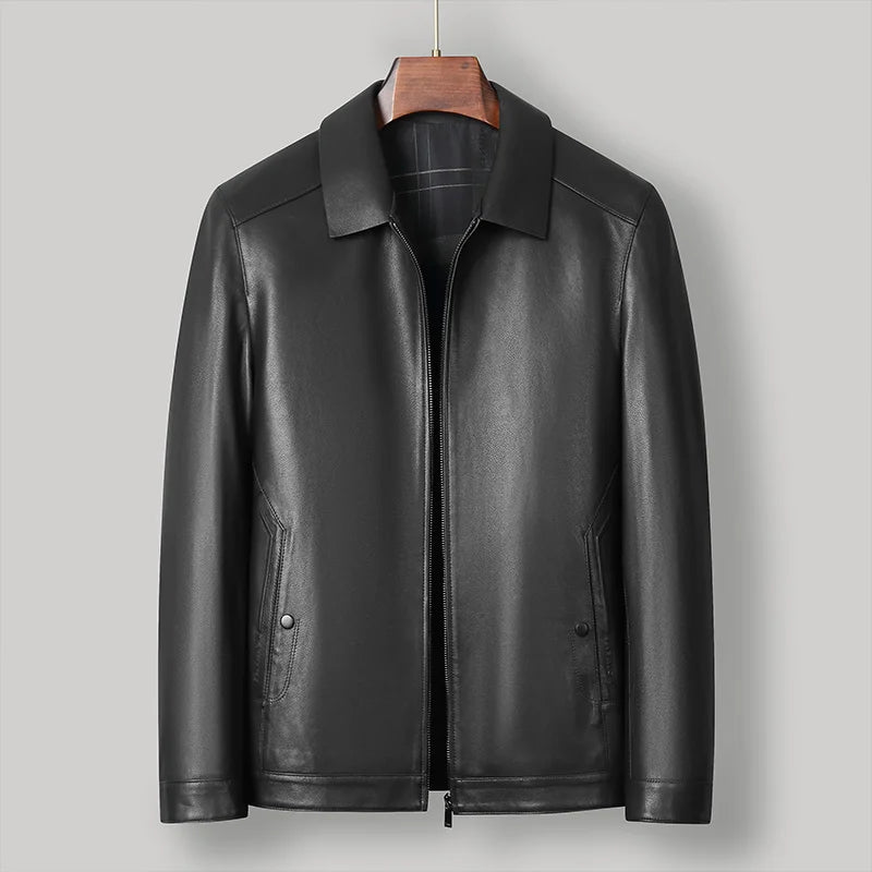 Veste courte homme en cuir de mouton zippée – CLEVI Paris