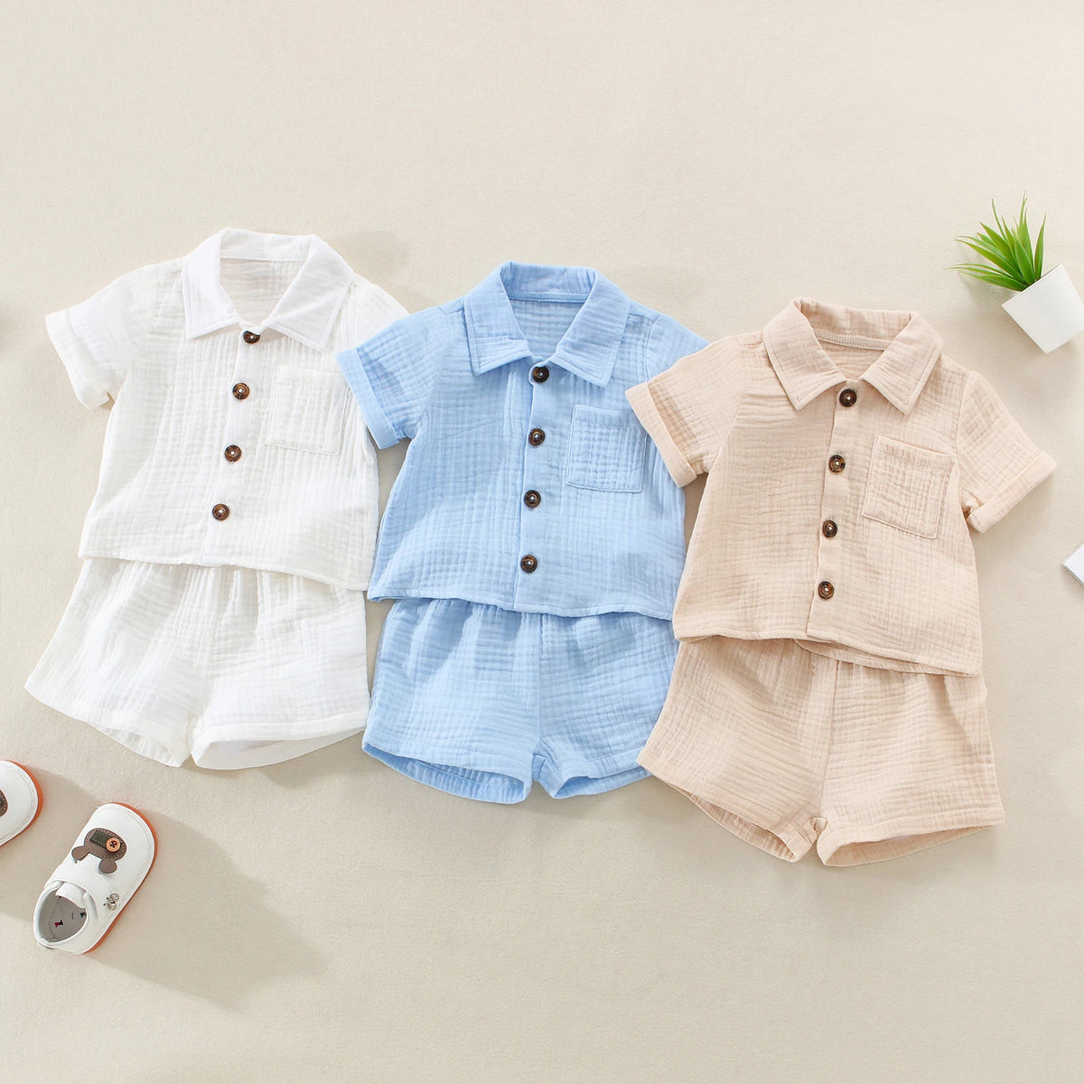 Ensemble bébé haut et short en coton mélangé – CLEVI Paris