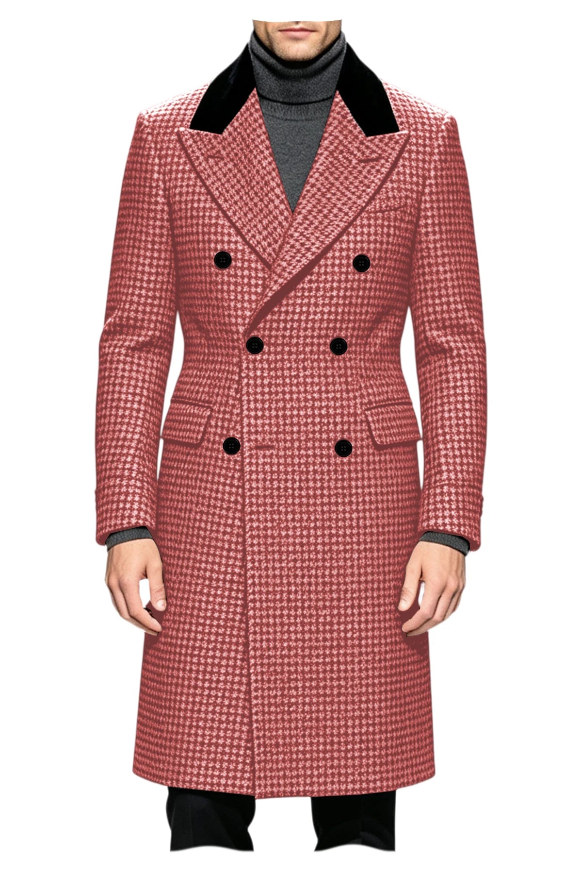 Manteau long homme pied-de-poule croisé – CLEVI Paris