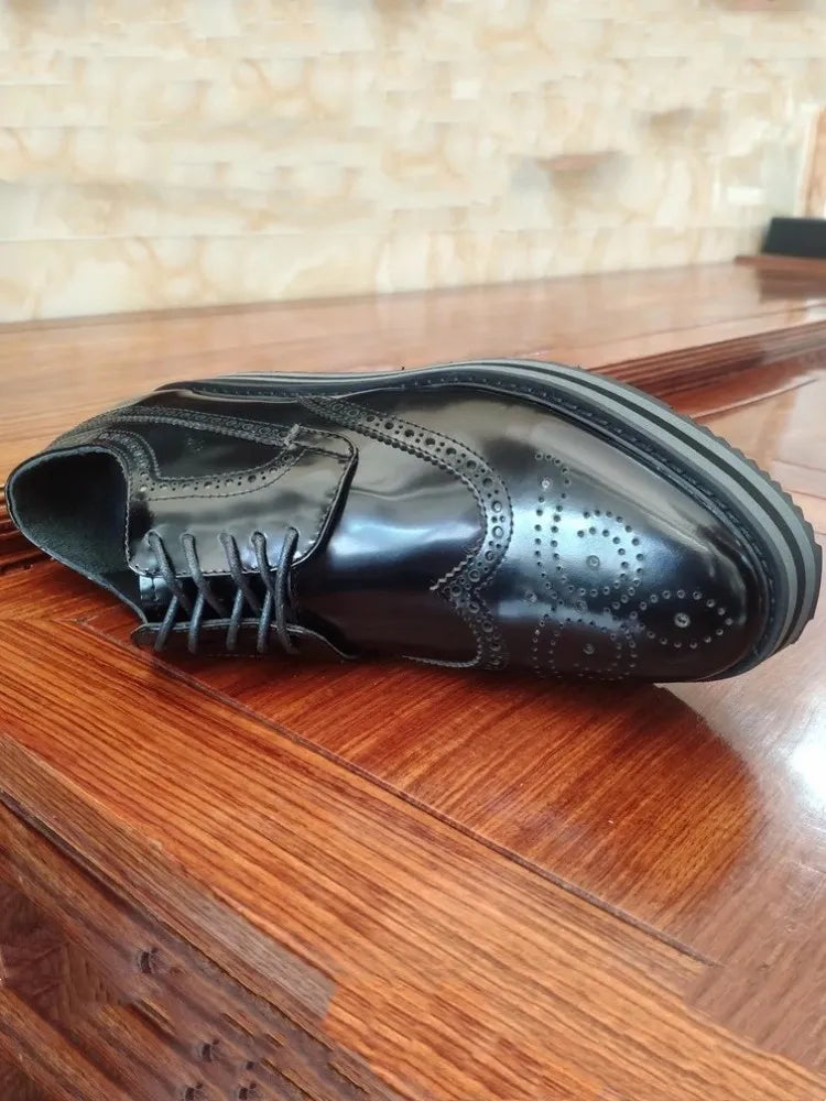 Brogues Homme Cuir Véritable Semelle Épaisse – CLEVI Paris