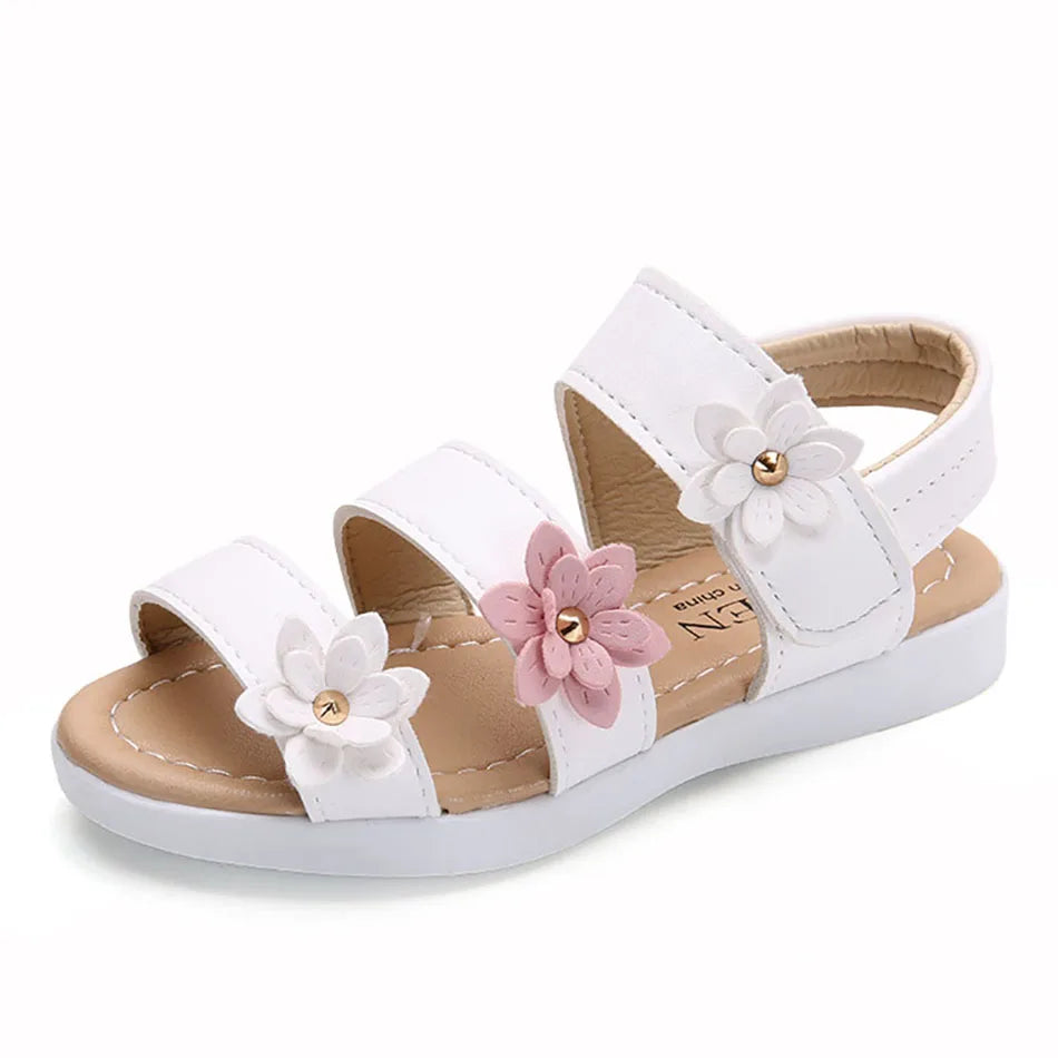 Sandales romaines fille à trois fleurs – CLEVI Paris