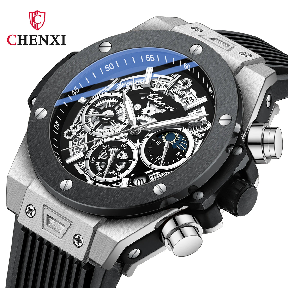 CHENXI 949 Montre Homme Sport Quartz Phases de Lune Lumineuse – CLEVI Paris