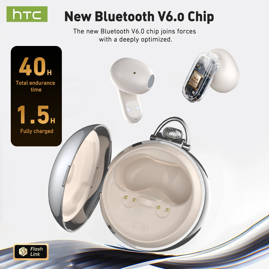 Écouteurs HTC NE71 TWS Bluetooth 6.0 IPX6 Écran LED HiFi – CLEVI Paris