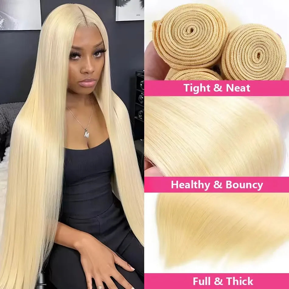 Bundles Cheveux Humains Lisses Blonde 613 Brésiliens Très Longues Cheetahbeauty – CLEVI Paris