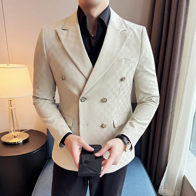 Blazer homme croisé à carreaux – CLEVI Paris