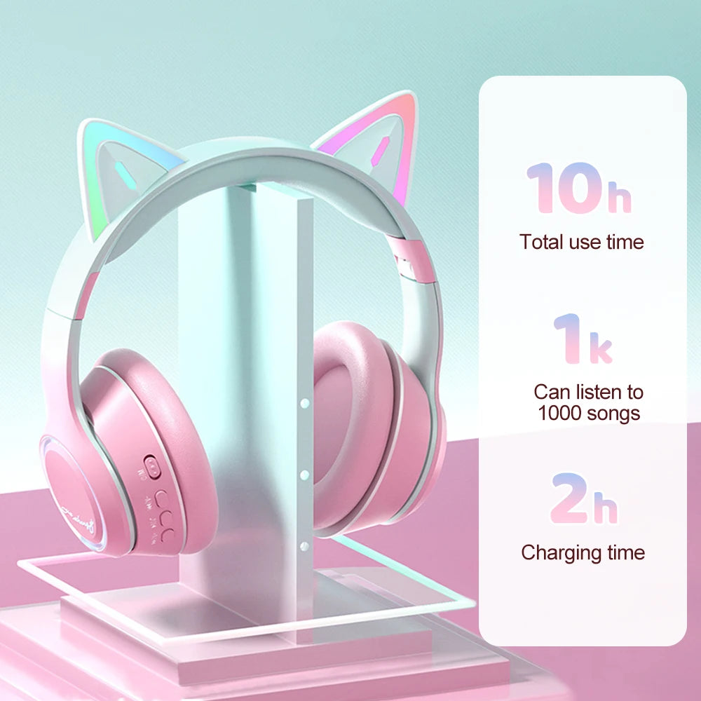 Casque Bluetooth Chat RGB Fille Enfant Micro Pliable – CLEVI Paris