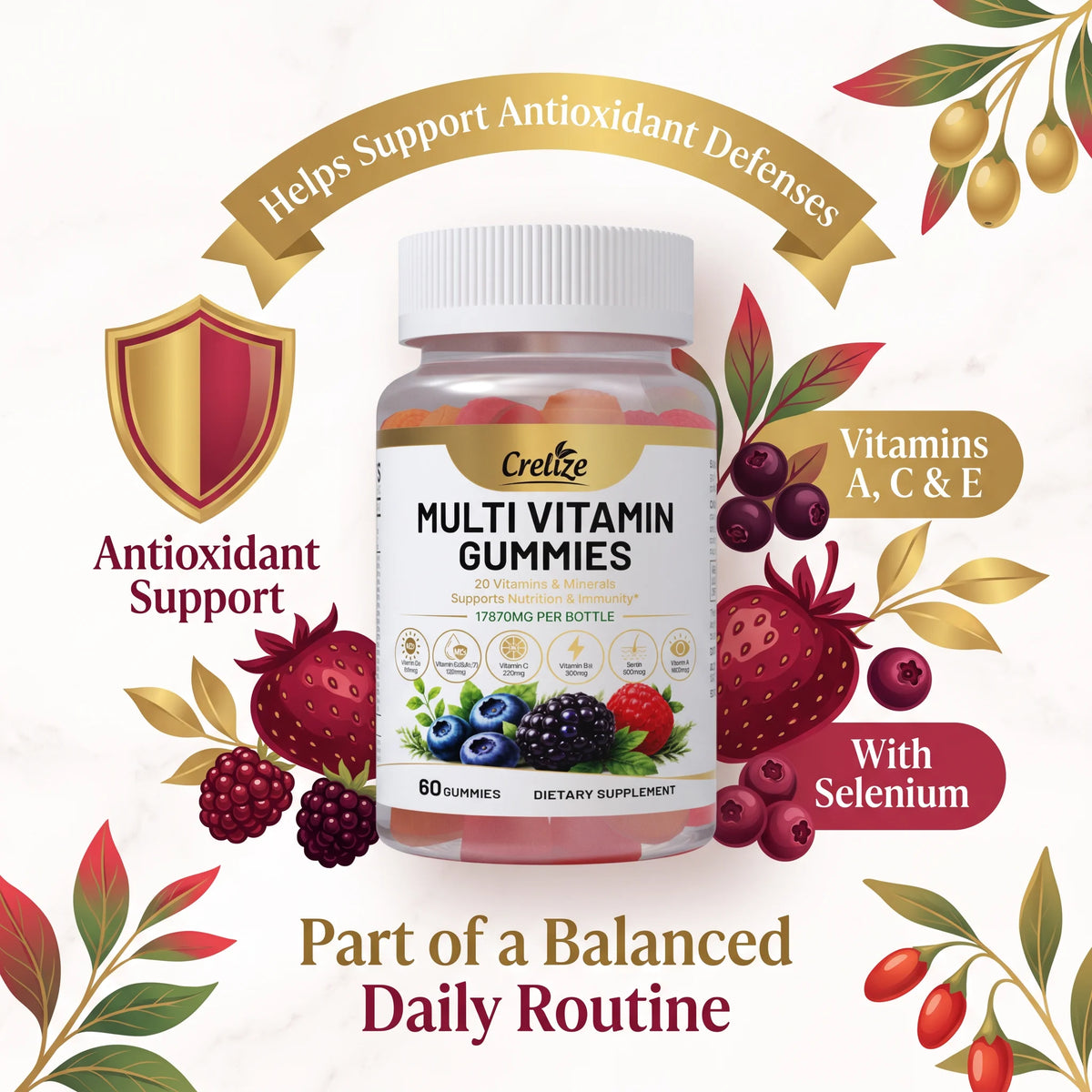 Multivitamines aux baies, 60 gommes – CLEVI Paris