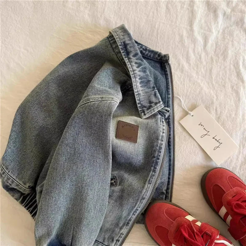 Veste en jean enfant zippée unisexe – CLEVI Paris