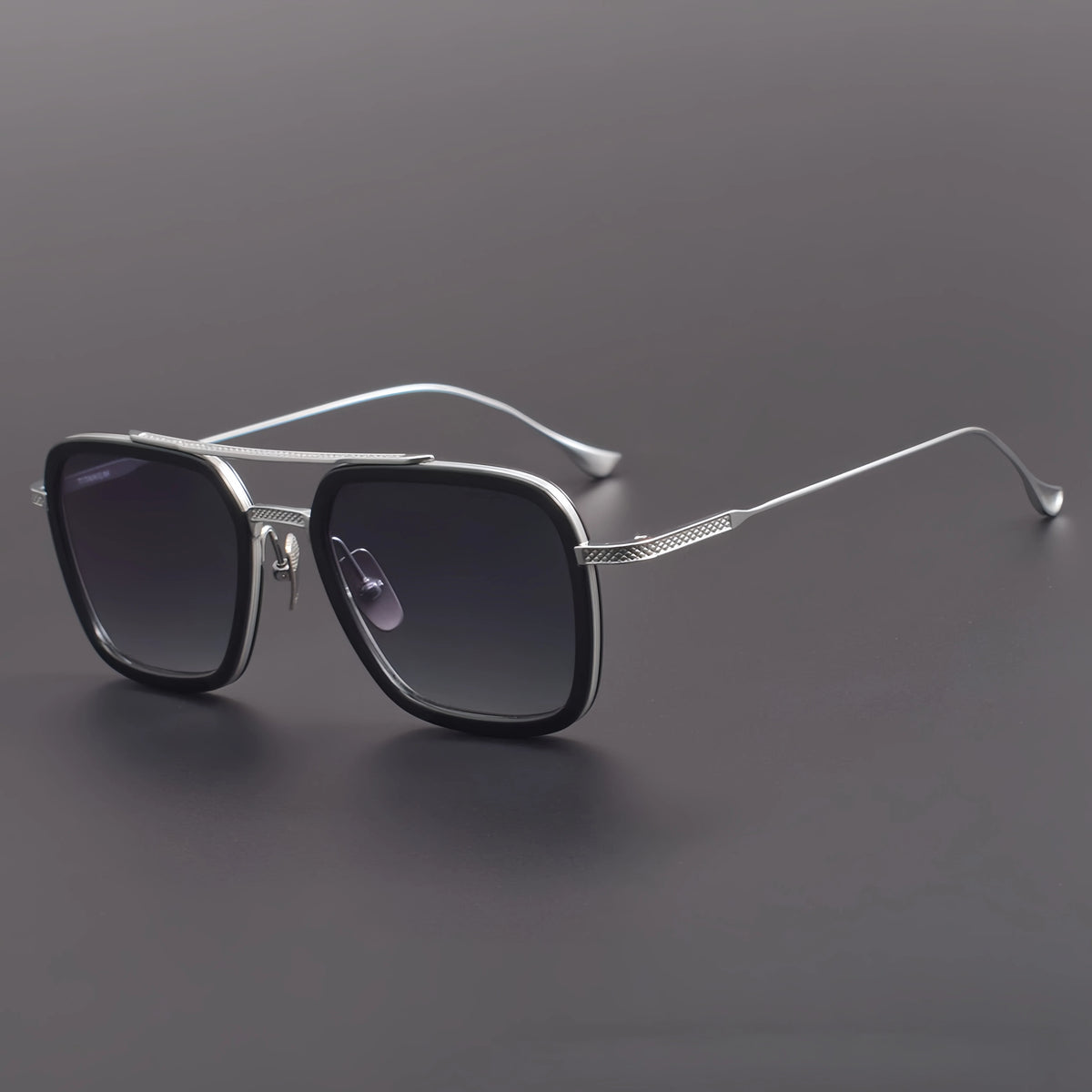 Lunettes de Soleil Carrées Titane Double Pont Luxe UV400 Unisexe – CLEVI Paris