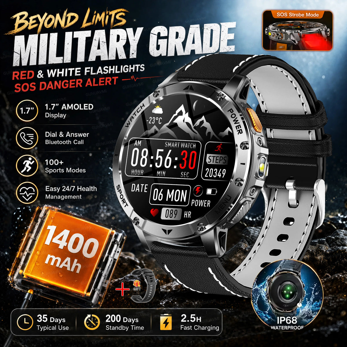 Montre AK112 AMOLED 1,7″ 1400 mAh – CLEVI Paris