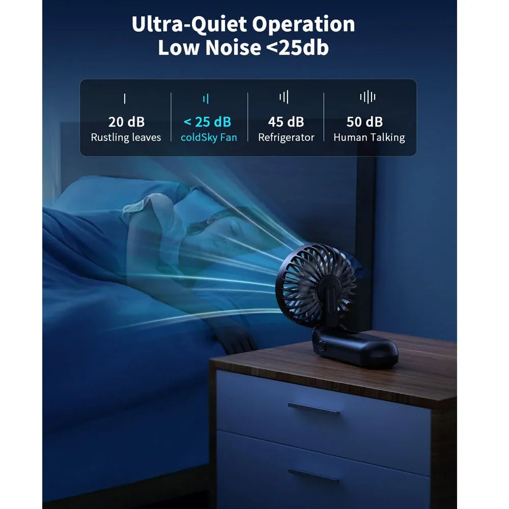 Ventilateur pliable rechargeable 3000 mAh, LED – CLEVI Paris
