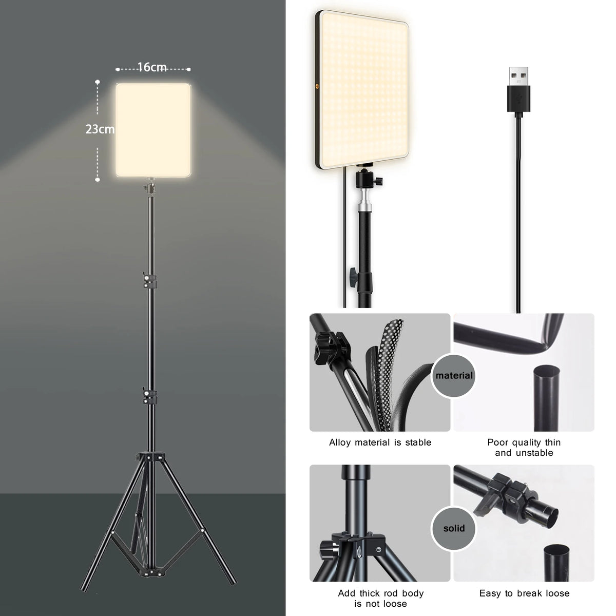 Éclairage LED BTFOOR avec trépied 110/160 cm – CLEVI Paris