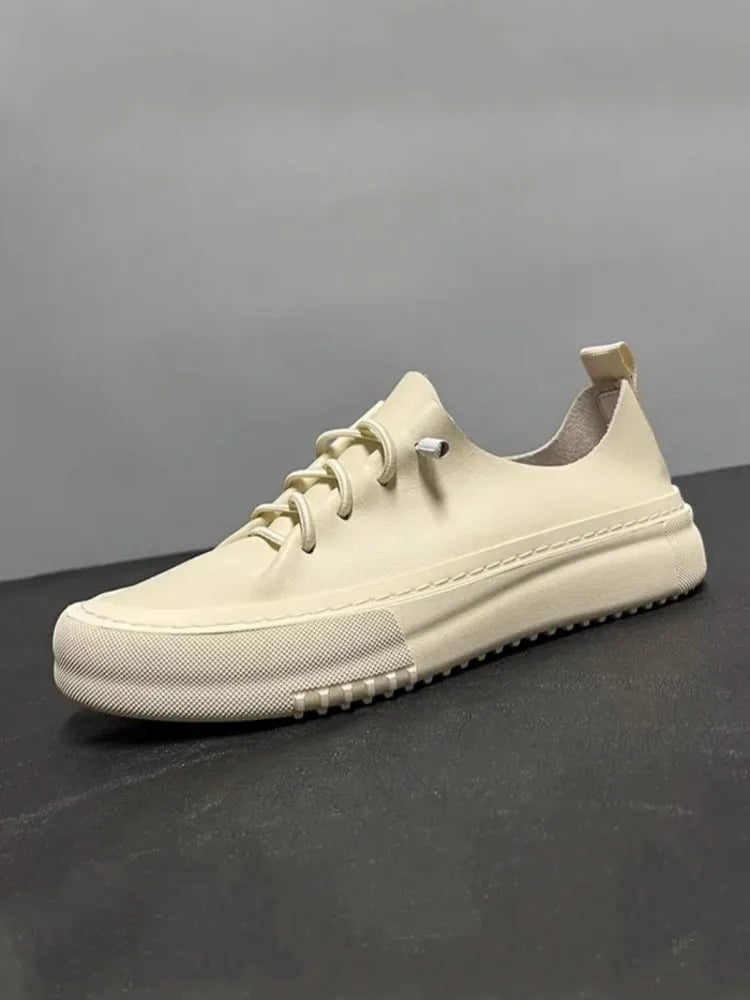 Sneakers Basses Homme Cuir Véritable Slip-On Plateforme – CLEVI Paris