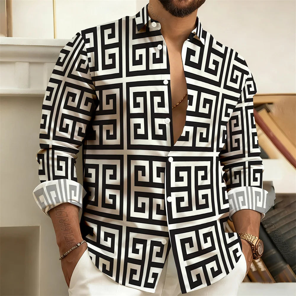Chemise imprimée homme manches longues – CLEVI Paris