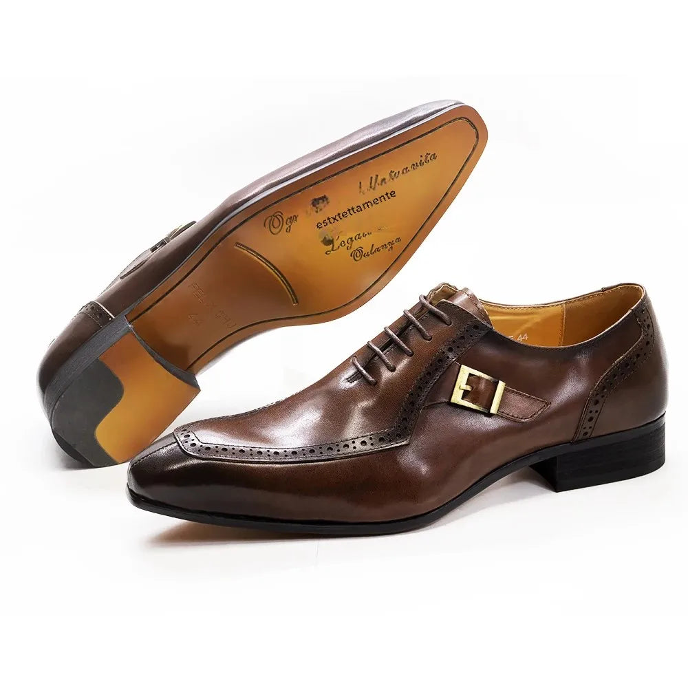 Oxford homme en cuir à lacets et détail boucle – CLEVI Paris