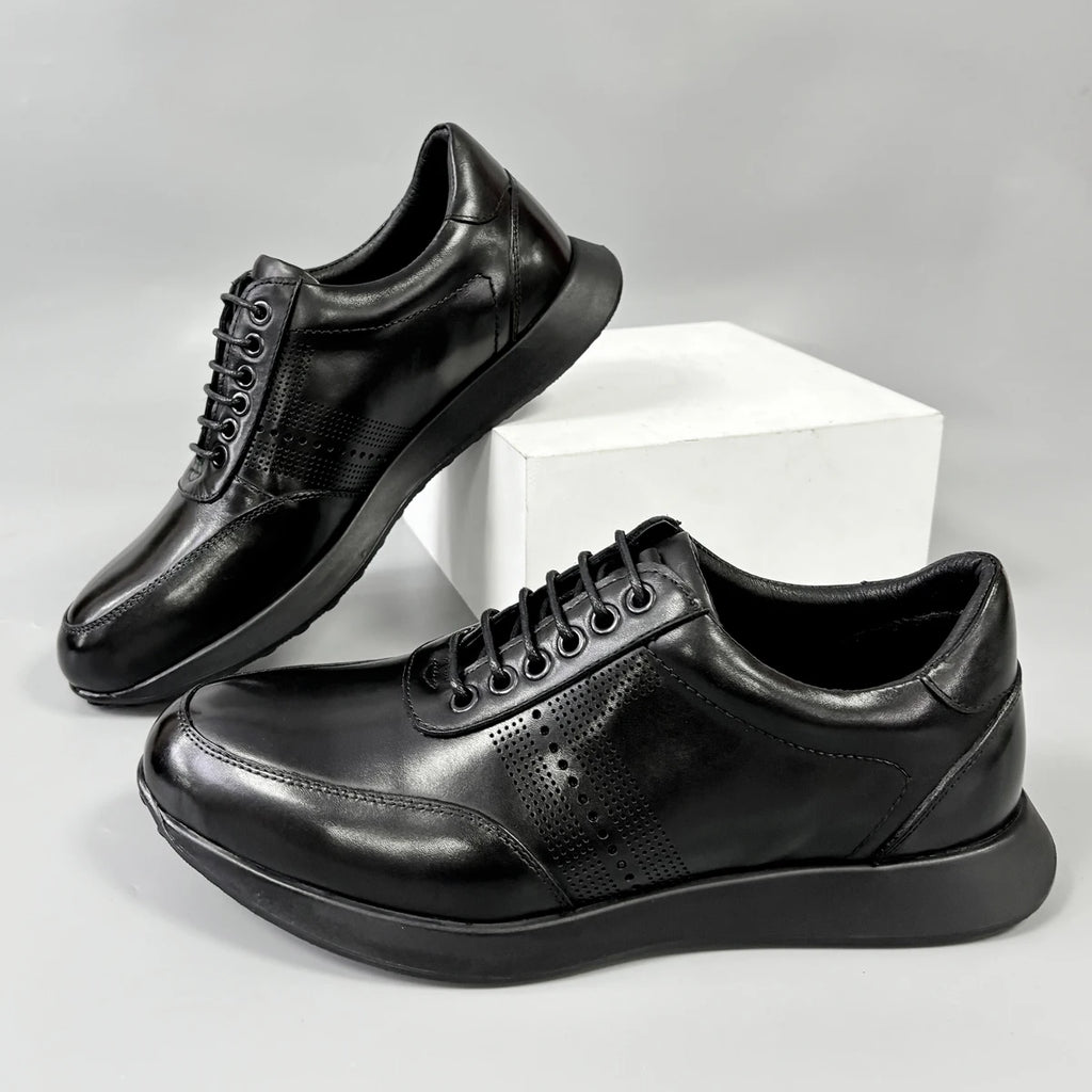 Sneakers en cuir à motif brogue pour homme – CLEVI Paris