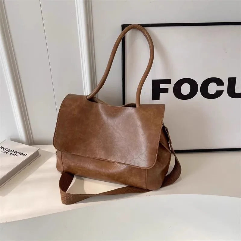 Sac Rabat PU Souple Grande Capacité Femme Épaule & Croisé Vintage – CLEVI Paris