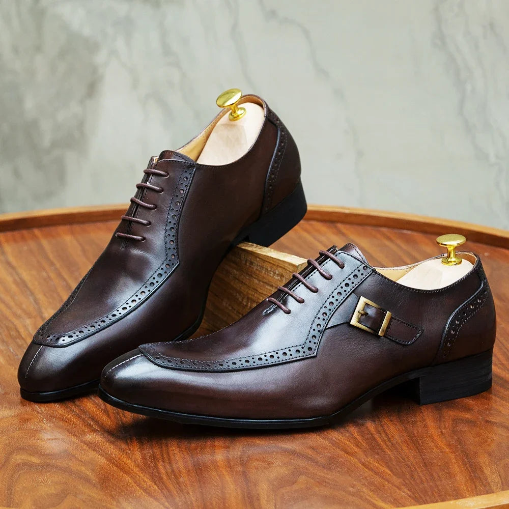 Oxford homme en cuir à lacets et détail boucle – CLEVI Paris