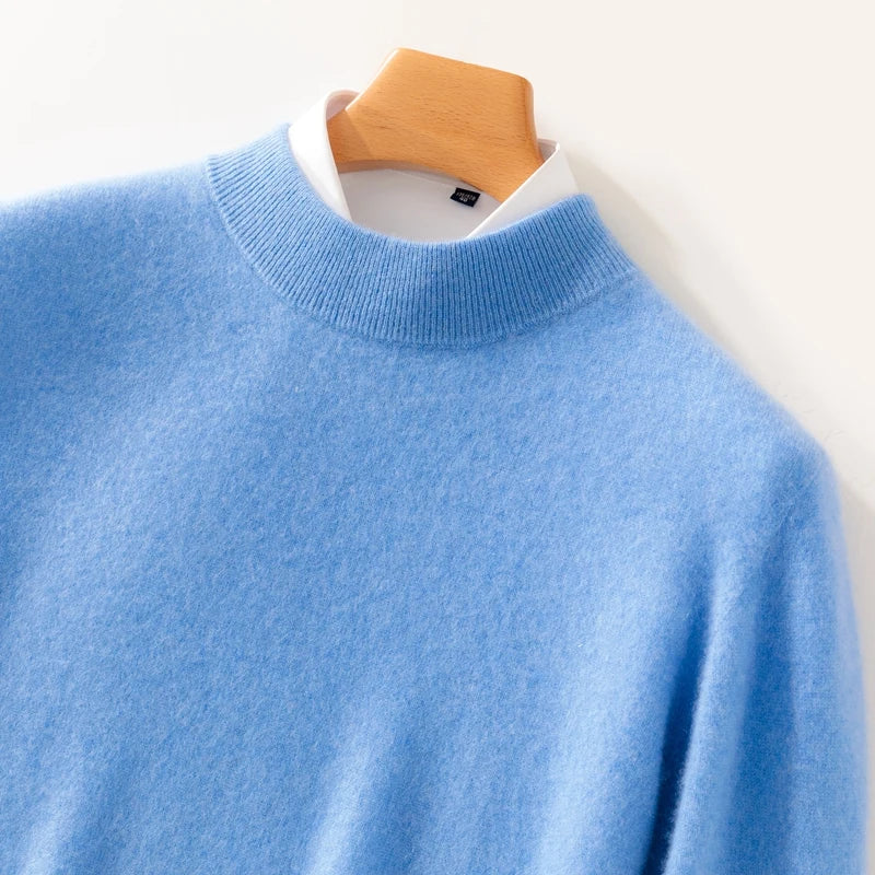 Pull homme en laine à col montant – CLEVI Paris