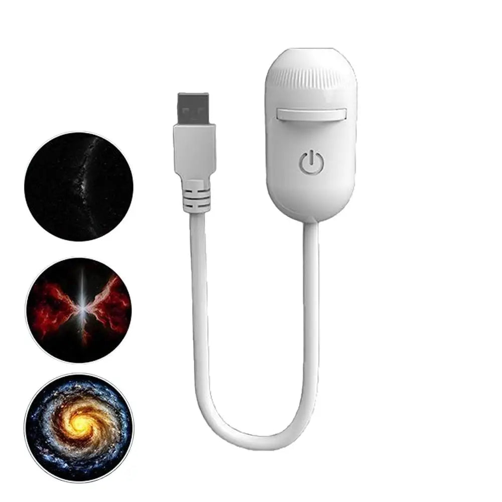 Projecteur Étoiles 2-en-1 LED Galaxy – Veilleuse USB Rechargeable, Rotation 360°, Films Interchangeables, Tactile, Chambre & Déco