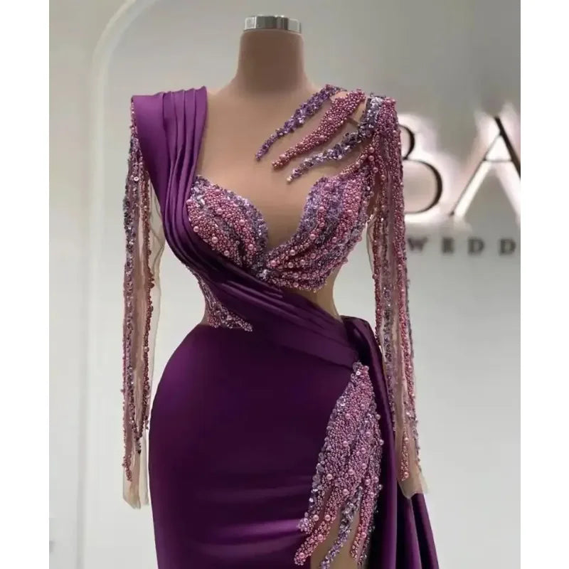 Robe de soirée sirène perlée – CLEVI Paris
