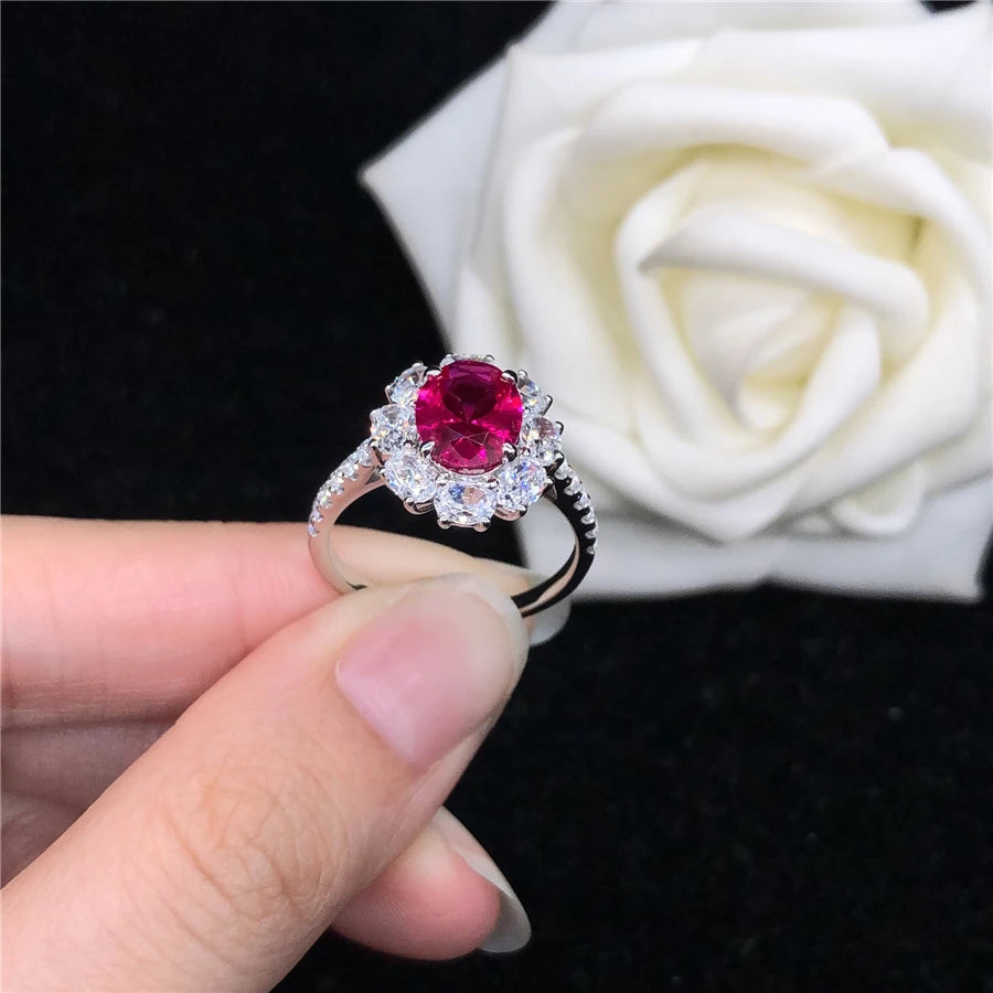 Bague Femme Rubis 2 Carats Or Blanc 14K – CLEVI Paris