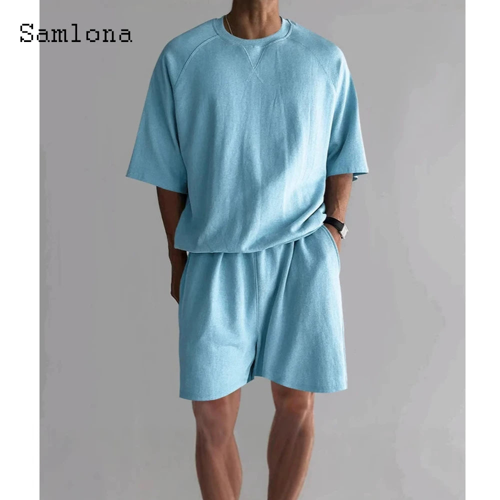 Ensemble homme t-shirt col rond et short uni – CLEVI Paris