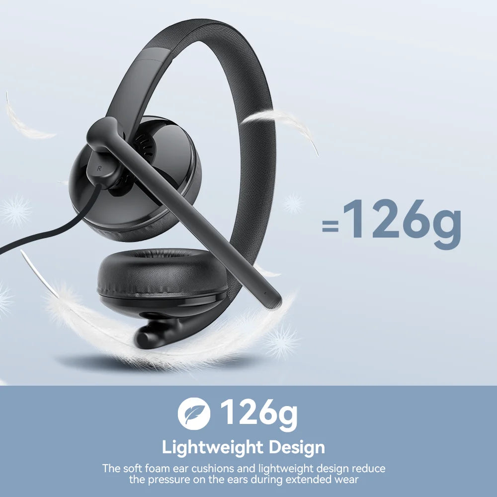 Casque Bureau EMEET HS50 USB-A/C Filaire ENC Micro Rotatif – CLEVI Paris