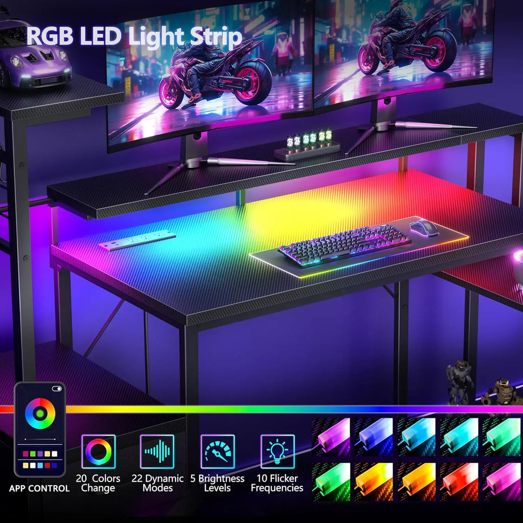Bureau gaming 48 pouces LED et rangements – CLEVI Paris