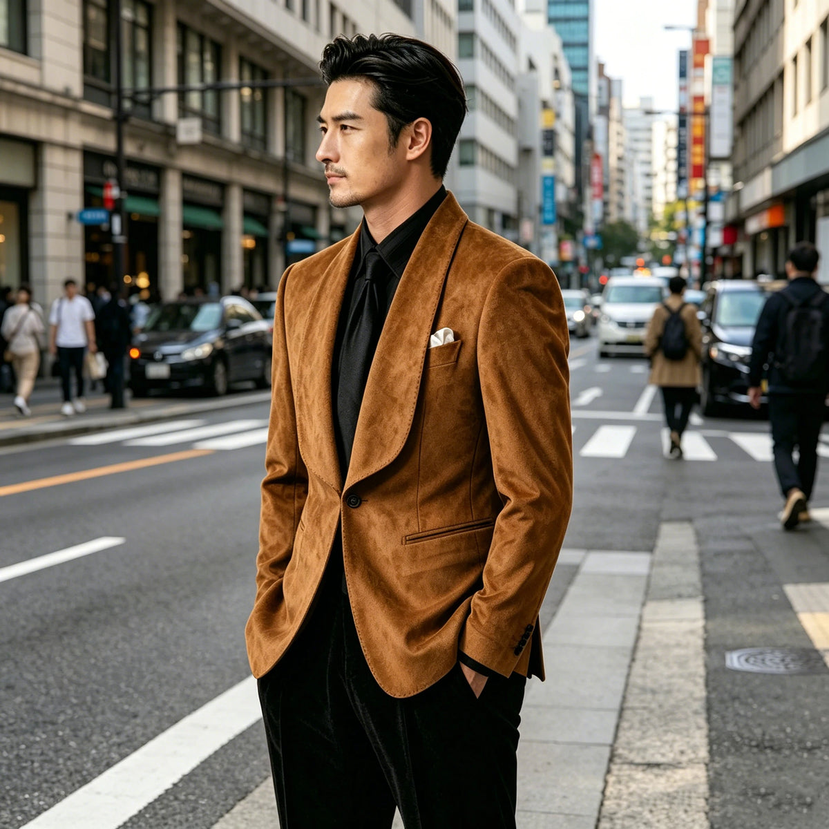 Blazer homme en suédine col châle – CLEVI Paris