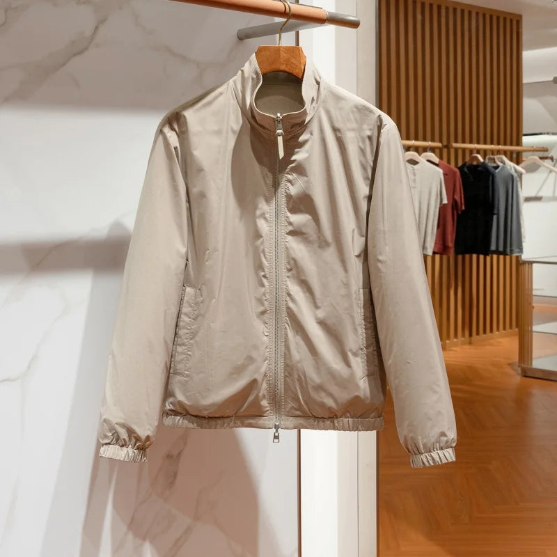 Veste homme zippée en lin et viscose – CLEVI Paris