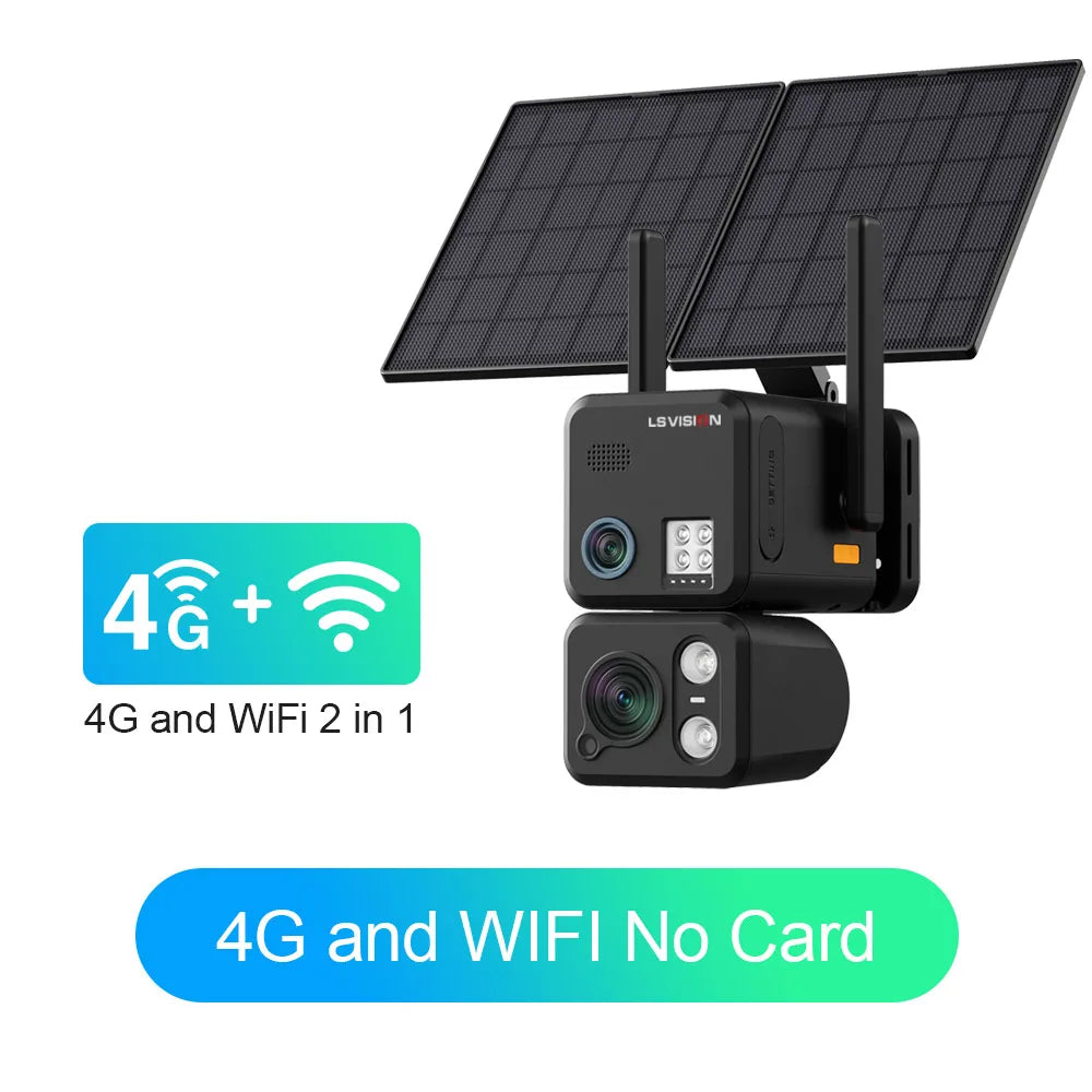 Caméra Solaire LS VISION 4K AOV Double Objectif Zoom 20x 4G+Wi-Fi Suivi IA 24/7 IR 50m IP66 NiView – CLEVI Paris