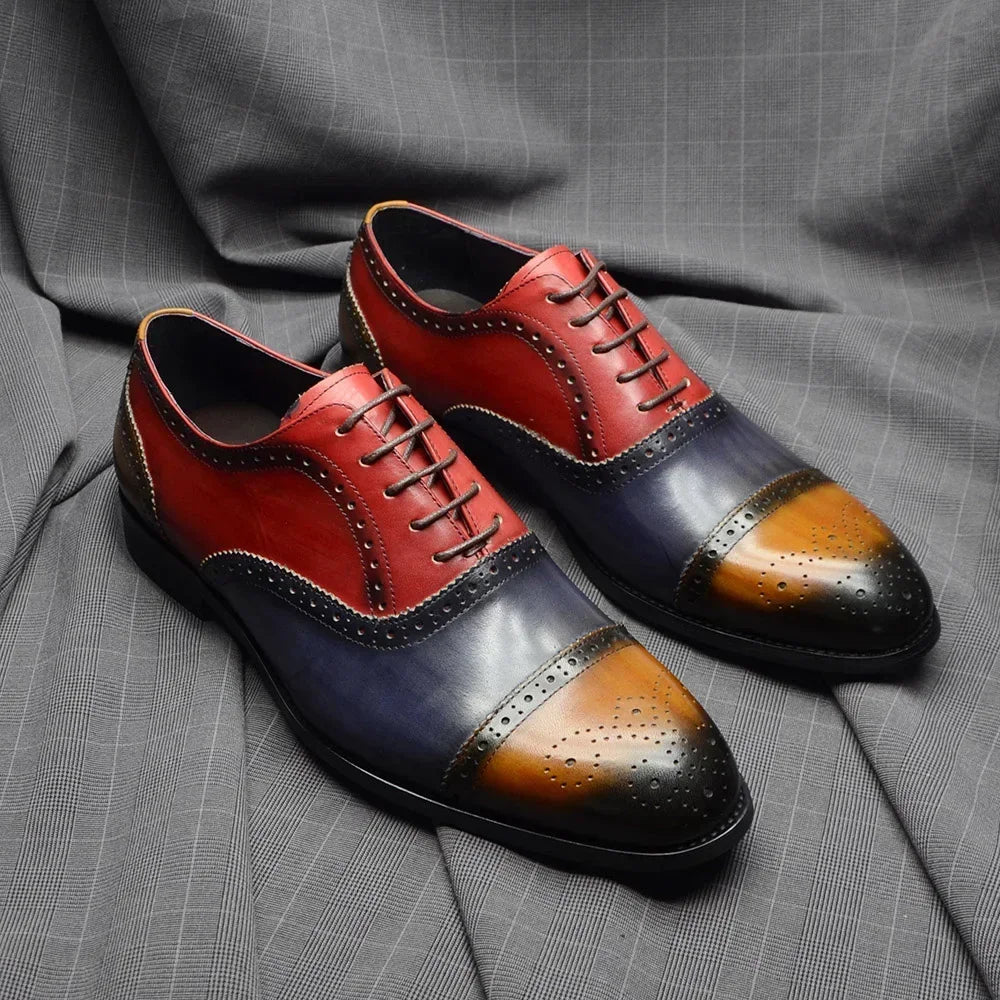 Oxford brogue homme en cuir et patchwork – CLEVI Paris