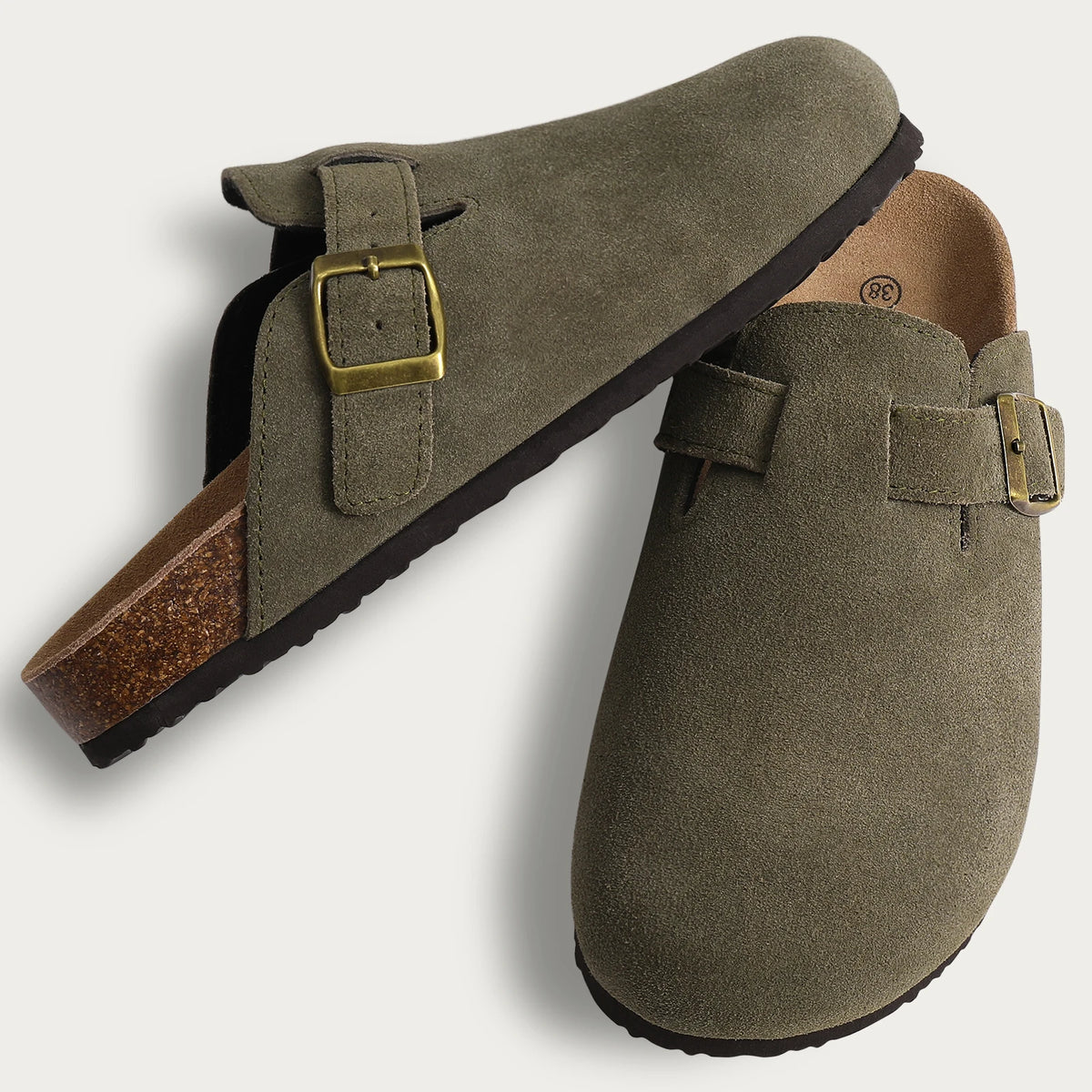 Sandales unisexes en daim à boucle – CLEVI Paris