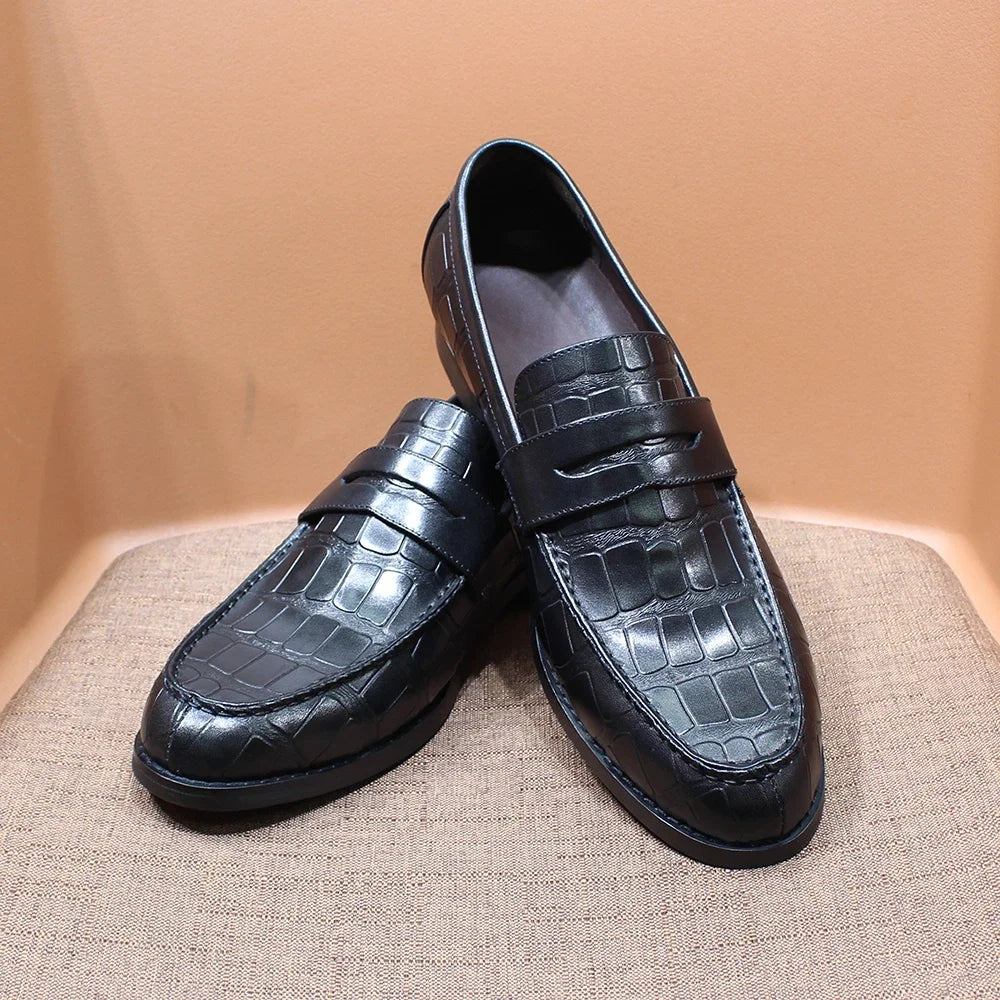 Mocassins Homme Cuir de Vache Motif Crocodile – CLEVI Paris
