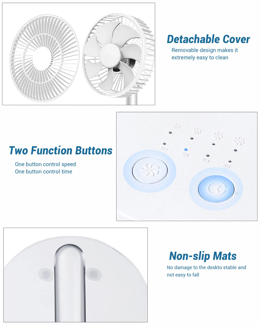 Ventilateur pliable rechargeable, 4 vitesses – CLEVI Paris