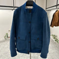 Veste homme bleue aspect daim à col montant – CLEVI Paris