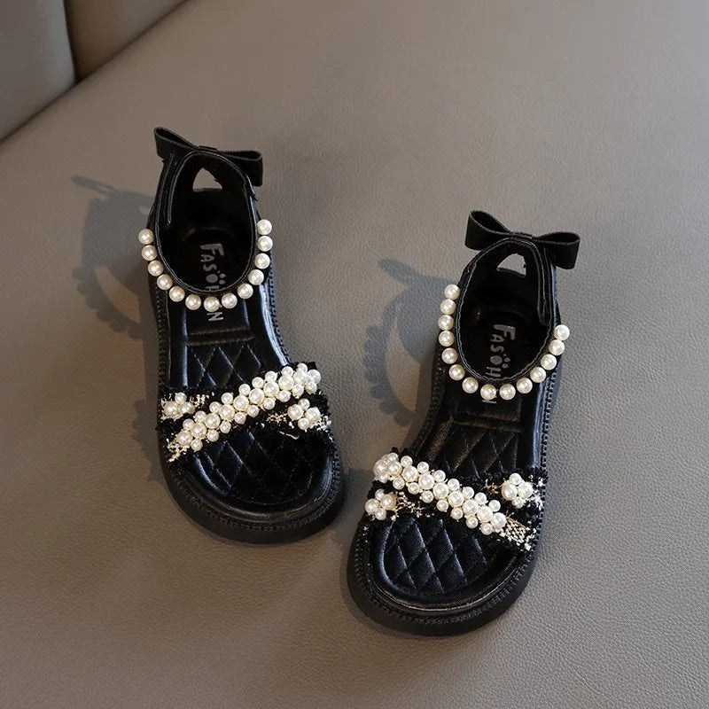 Sandales fille à nœud et perles décoratives – CLEVI Paris