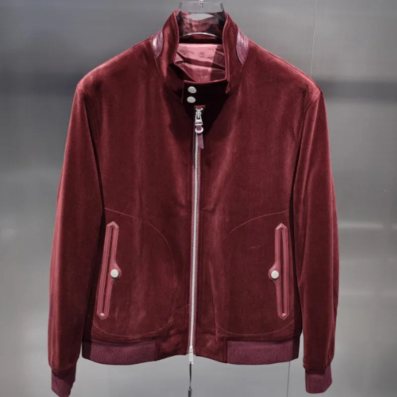 Blouson homme aspect velours à col montant – CLEVI Paris