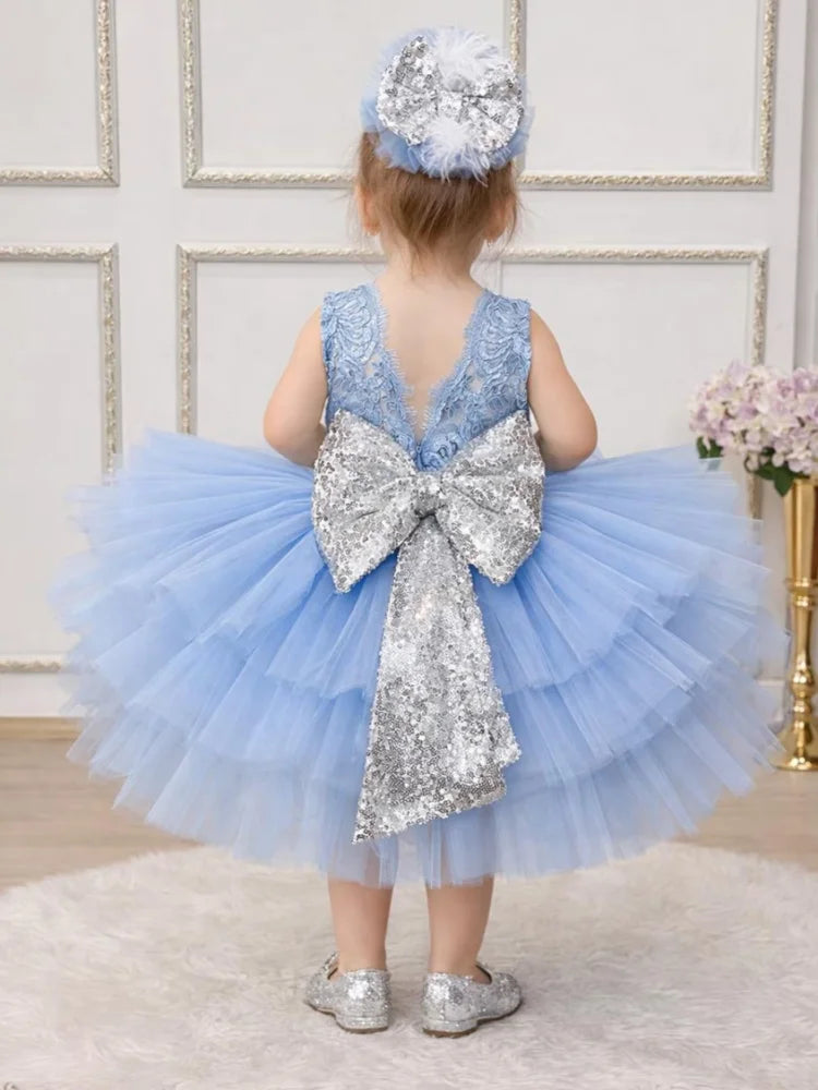 Robe cérémonie fille en tulle et dentelle – CLEVI Paris
