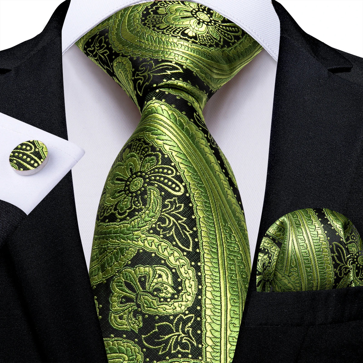 Coffret cravate homme paisley, pochette et boutons – CLEVI Paris