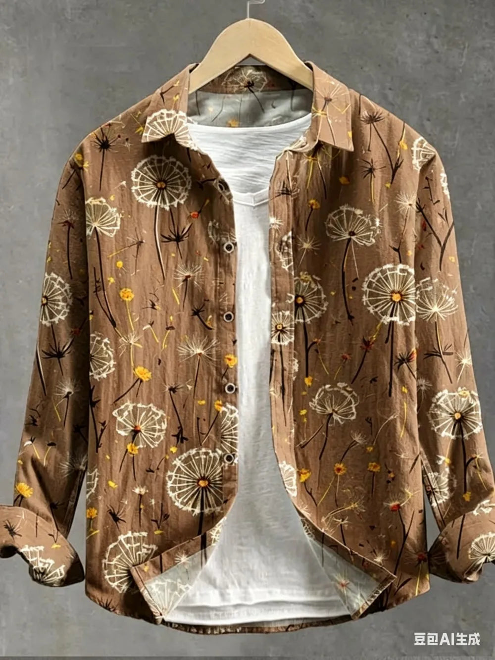 Chemise homme en lin motif pissenlit – CLEVI Paris