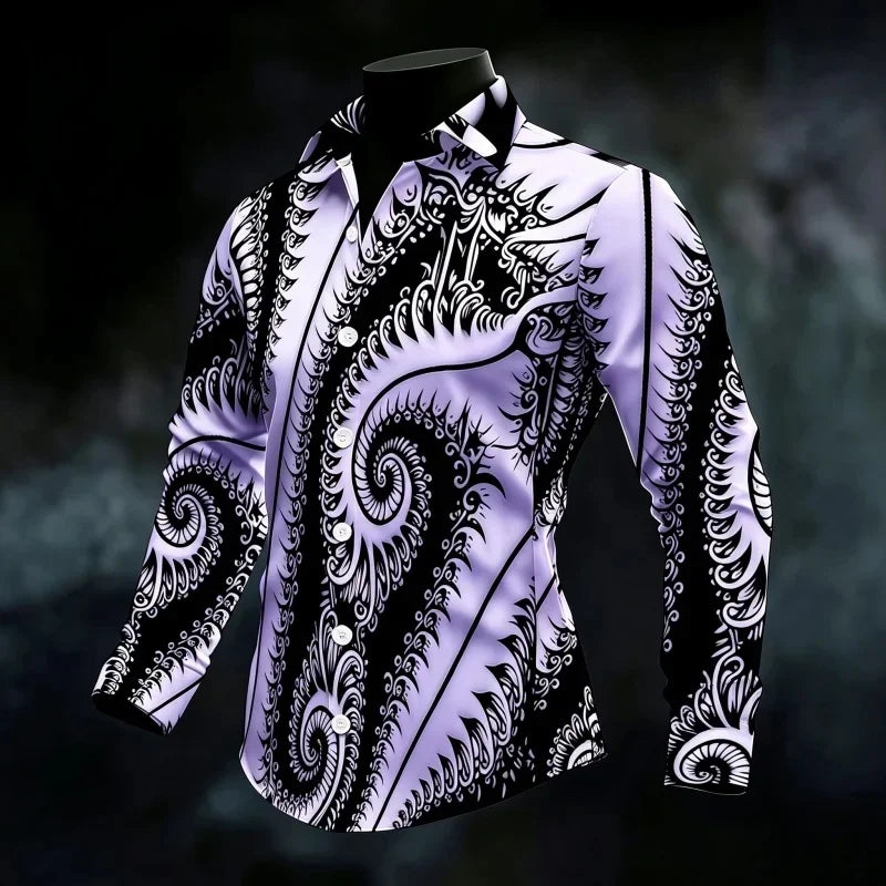 Chemise Homme Imprimée à Manches Longues – CLEVI Paris