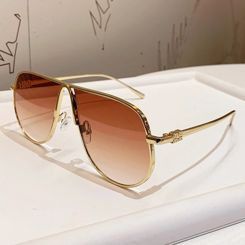 Lunettes de Soleil Grande Monture Grenouille Rétro Métal Femme – CLEVI Paris