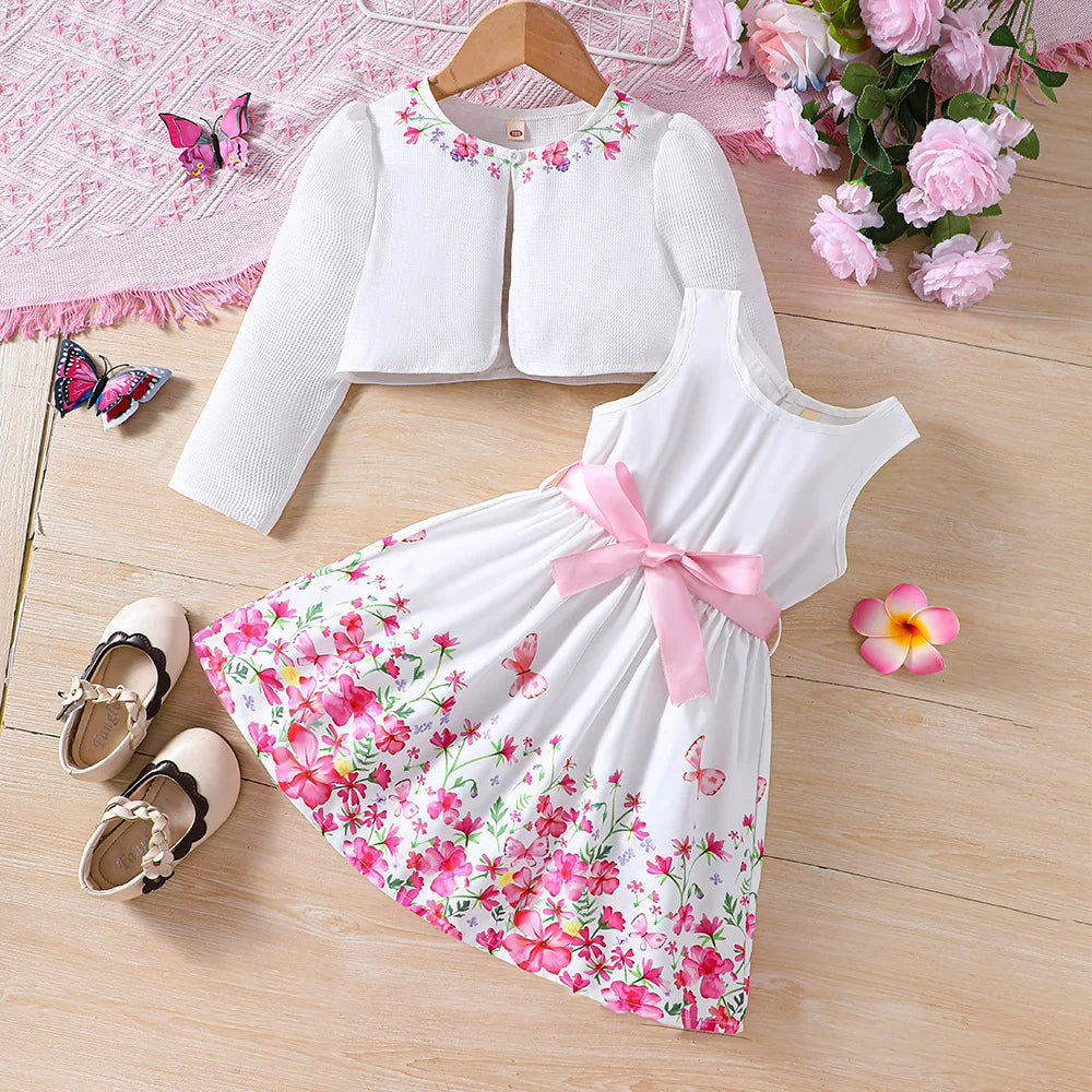 Ensemble fille cardigan et robe imprimée – CLEVI Paris