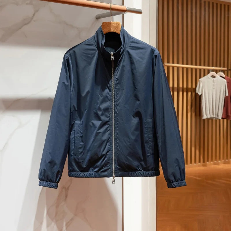 Veste homme zippée en lin et viscose – CLEVI Paris