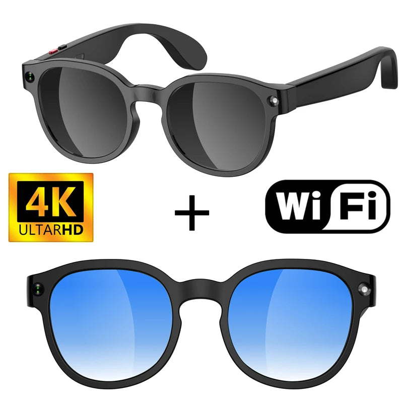 Lunettes Connectées XMSJ IA Caméra 8MP Vidéo 4K Double Objectif Bluetooth Traduction Moto Waterproof 3 Verres – CLEVI Paris
